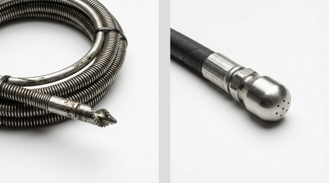 Drain snake cable and hydro jetting nozzle used for drain cleaning in Kellyville, OK